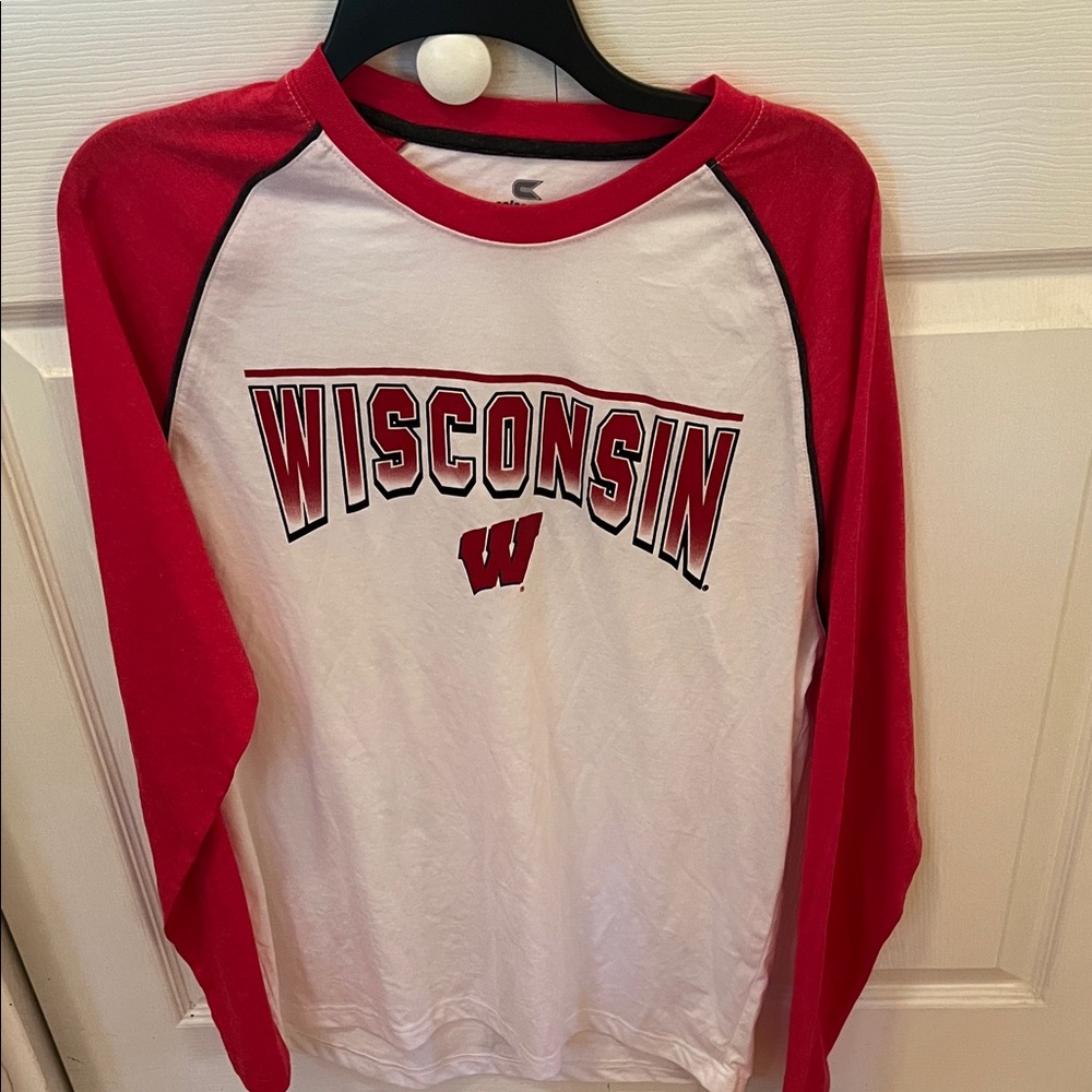 NWT University of Wisconsin Mens Long Sleeve Raglan Shirt